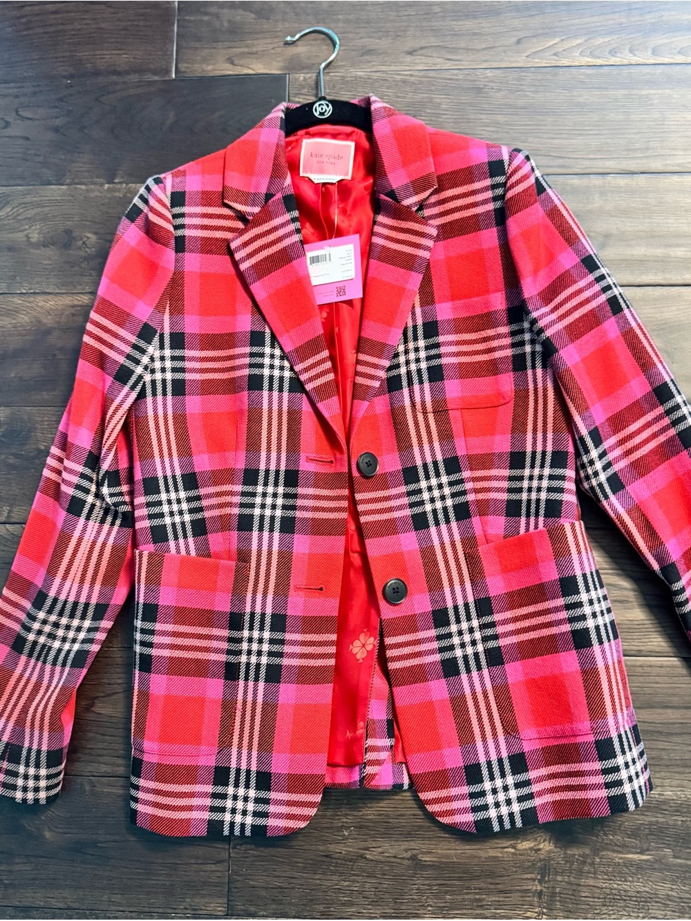kate spade Red and Pink Plaid Blazer